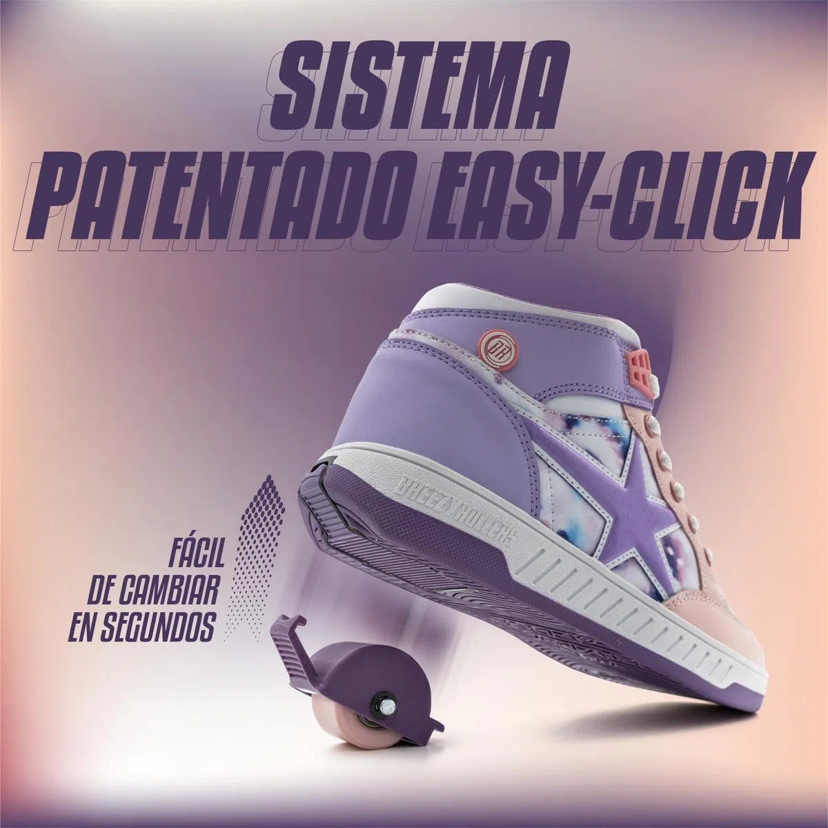 Breezy Rollers Zapatos con Ruedas para Niños | Zapatillas-Patines Infantiles | De Zapatos Callejeros a Patines en Segundos | Sistema de Clic Patentado | Zapatillas con Ruedas para Niñas y Niños