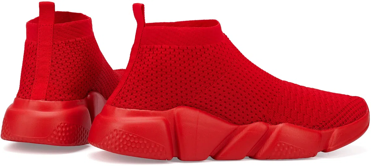 Santiro Zapatillas de correr para hombre, Zapatos transpirables, de punto, ligeras, deportivas, informales, deportivas., Rojo (Rojo), 40 EU