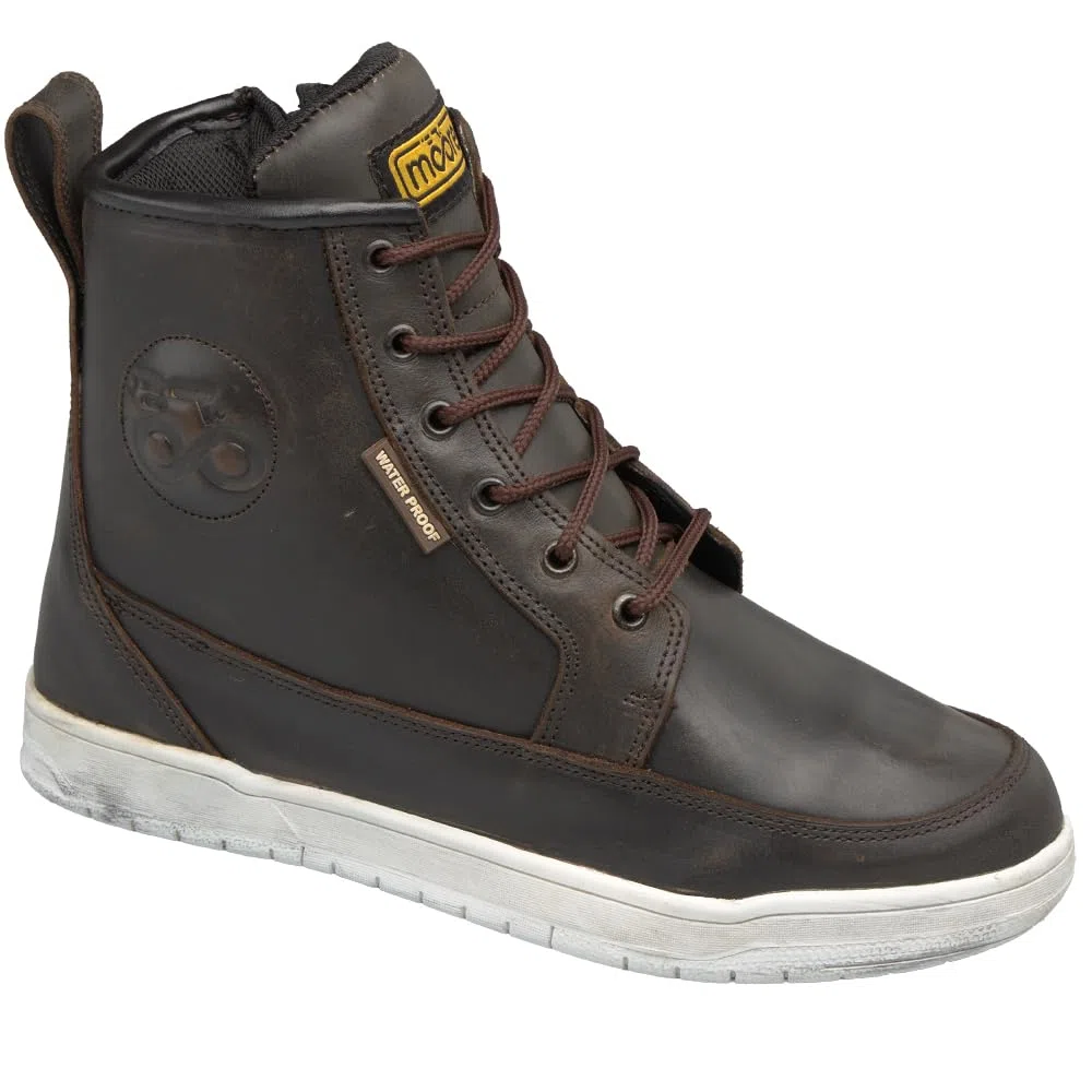Moore Botas Moto Comfort Zip Marrón Piel, Membrana Imp. MRX-wp, Refuerzo Tobillo, Suela Tipo Sneaker, Cert. EN13634:2017