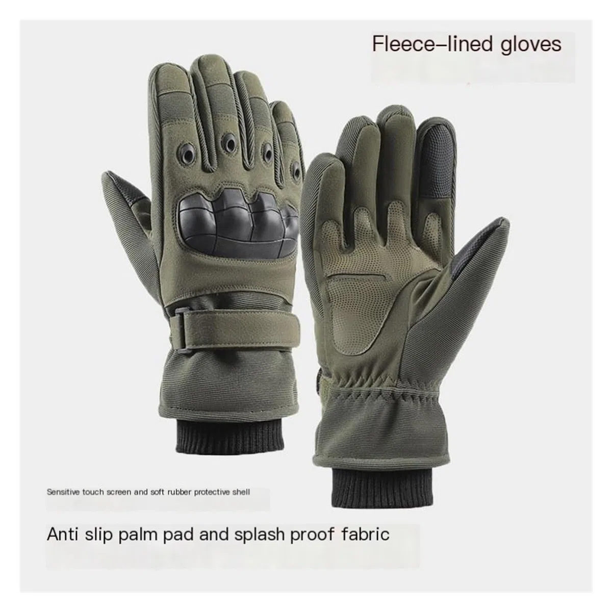 Guantes de ciclismo de invierno para hombre Guantes cálidos antideslizantes con pantalla táctil de dedos completos