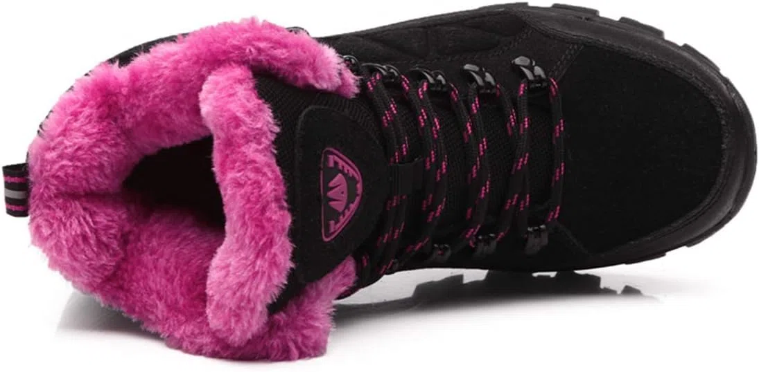 Botas De Montaña Unisex De Caña Alta para Exteriores Cálidas Botas De Montañismo Antideslizantes Zapatos De Senderismo Y Trekking para Hombre Y Mujer 8013, Black Pink, 6.5 UK