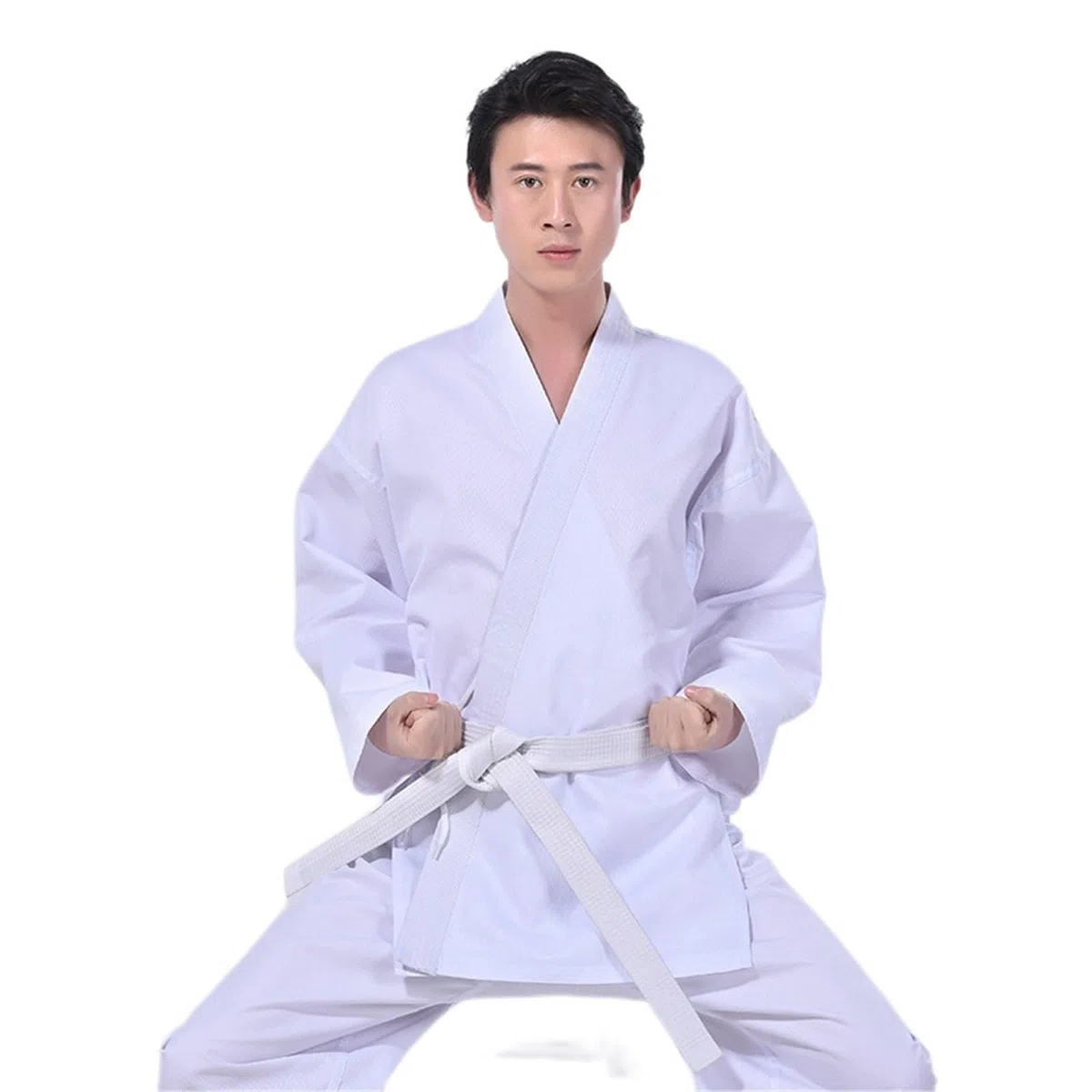 Traje de Uniforme Karate Gi, Cintura elástica for niños, Entrenamiento Deportivo, Gimnasio, cinturón Blanco para Formación, Rendimiento(200cm)