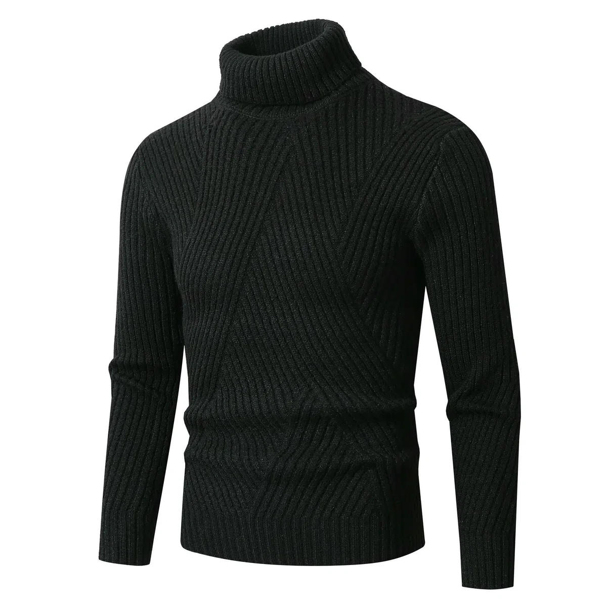 Suéter de cuello alto para hombre, de sarga cálida y gruesa, para otoño e invierno