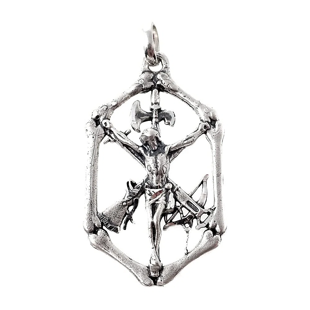 Cristo de la Legión colgante Plata Ley 925m macizo 53mm. Calado unisex liso