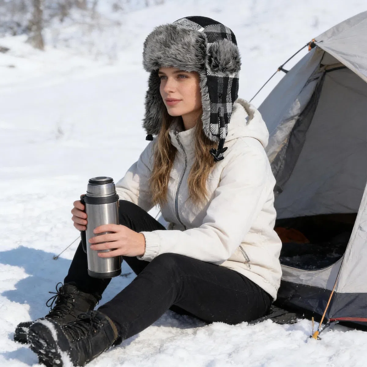 Gorro de trampilla de invierno genérico con tres ajustes, resistente al viento – Cubierta para cabeza Ushanka con calefacción | para diario, ciclismo, caminar, pesca, para mujeres, adultos