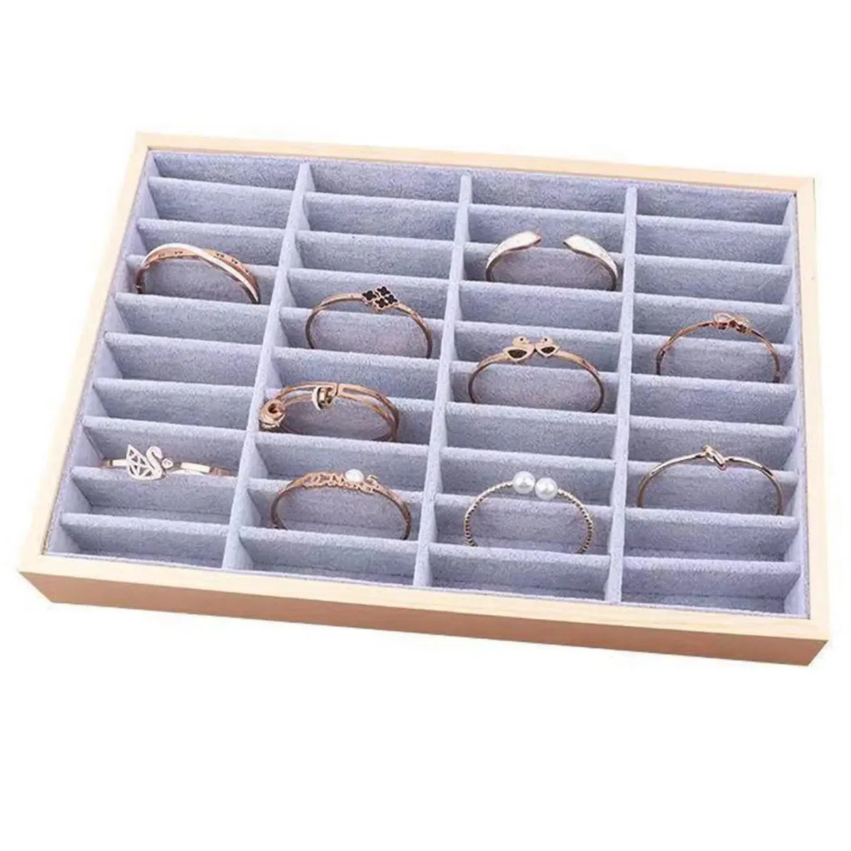 Organizador de exhibición de collares de 40 rejillas, bandeja de almacenamiento de joyas, caja for aretes Para Collares, Anillos, Brazaletes Y Pendientes(Style 1)