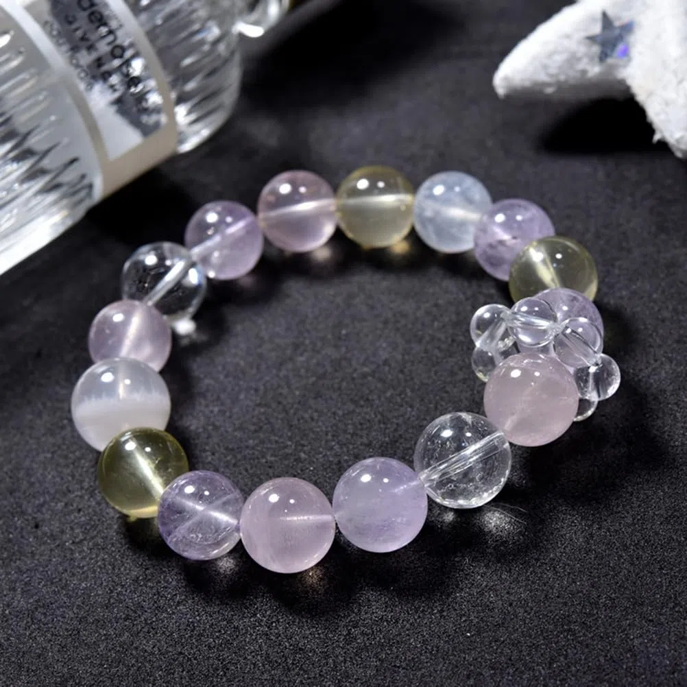 Pulsera de Cuentas Redondas elásticas Hecha a Mano, joyería de Cristal multigema Natural, Pulseras de Cuentas con Piedras Preciosas de Colores, Regalo Espiritual para Mujeres