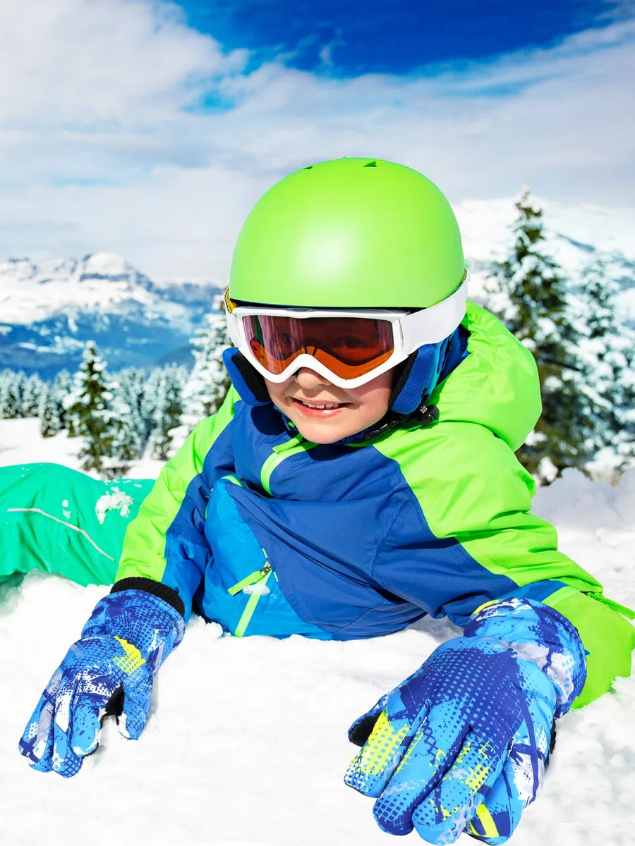 Bencailor 6 Pares Guantes de Esquí para Niños Guantes de Nieve Cálidos Impermeables a Prueba de Viento para Deportes Esquiar Invierno Infantiles (8-12 años, Rojo, Azul, Rosa, Gris, Verde, Negro)