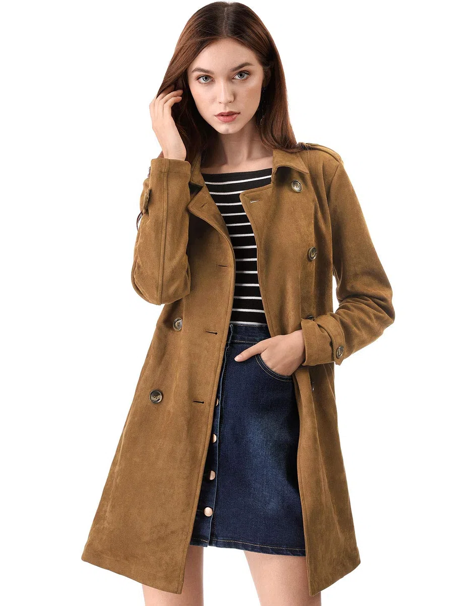 Allegra K Suede Coat Abrigo de gamuza Mujer