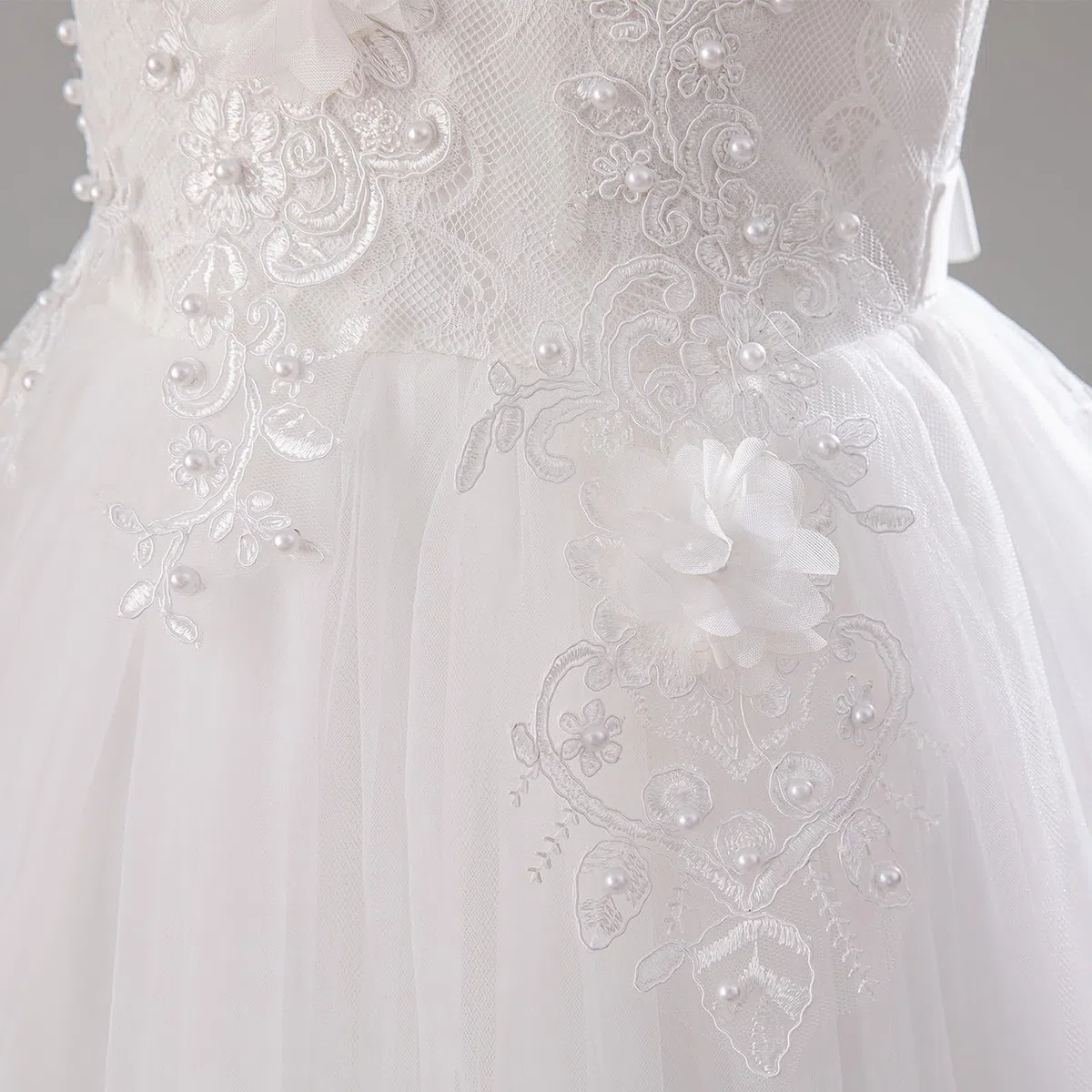 IMEKIS Vestido de dama de honor para niña, sin mangas, bordado floral, de encaje, vestido de tul, elegante, para cumpleaños, fiesta, primera comunión, vestido de fiesta