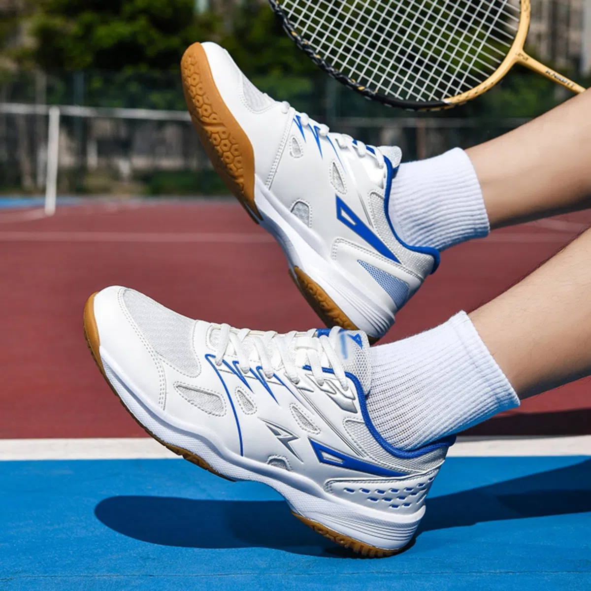 JiuQing Zapatillas Bádminton Hombre Calzado Pista Tenis Antideslizante | Ligeras Transpirables Suela Goma Soporte Para Tobillo, Zapatillas Pickleball Squash, Para Deportes Interiores Exteriores