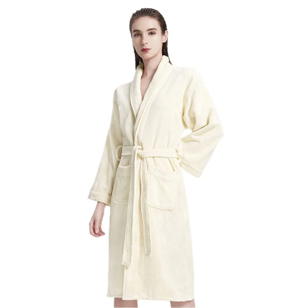 MTFBQ Albornoz De Toalla De Algodón 100% Puro, Bata De Baño De Toalla De Rizo De Lujo De SPA para Mujeres Y Hombres Vacaciones, Ducha Y Hotel, Pijama De Tela De Rizo para Parejas, Suave Y Acogedor