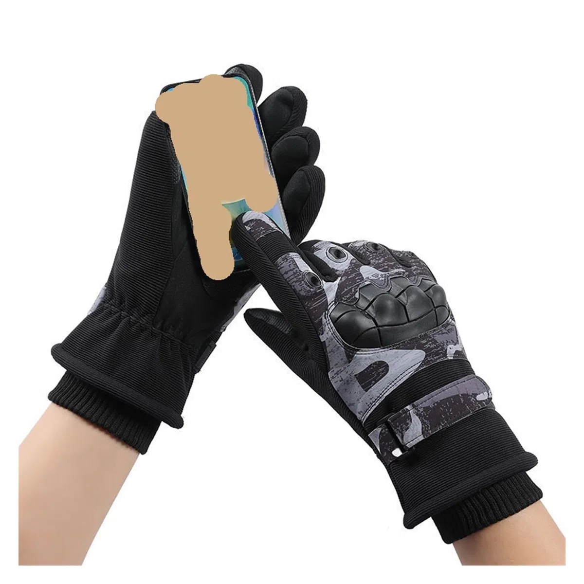 Guantes de ciclismo de invierno para hombre Guantes cálidos antideslizantes con pantalla táctil de dedos completos