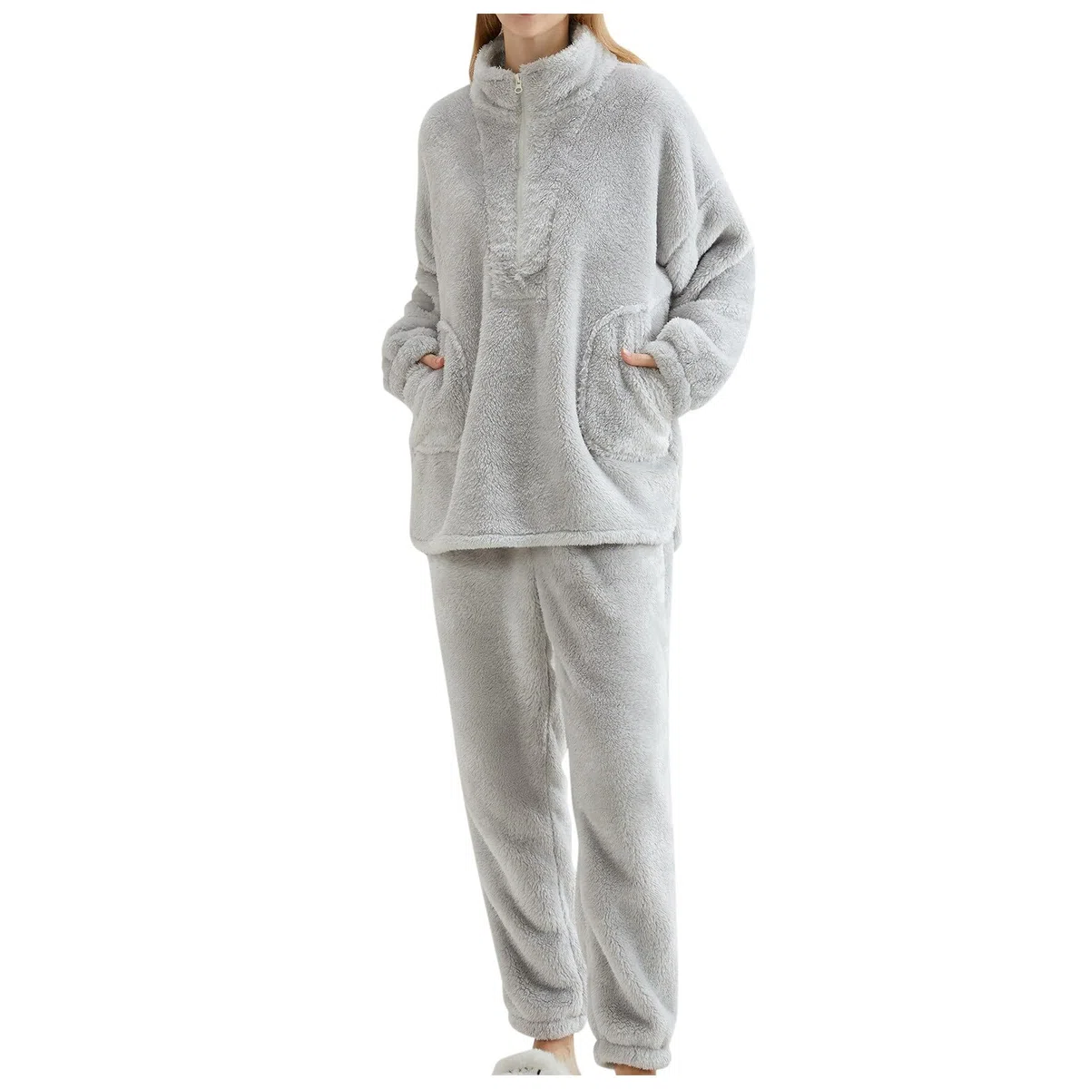 Pijama mujer mujer otoño e invierno franela pijama pijama traje cárdigan
