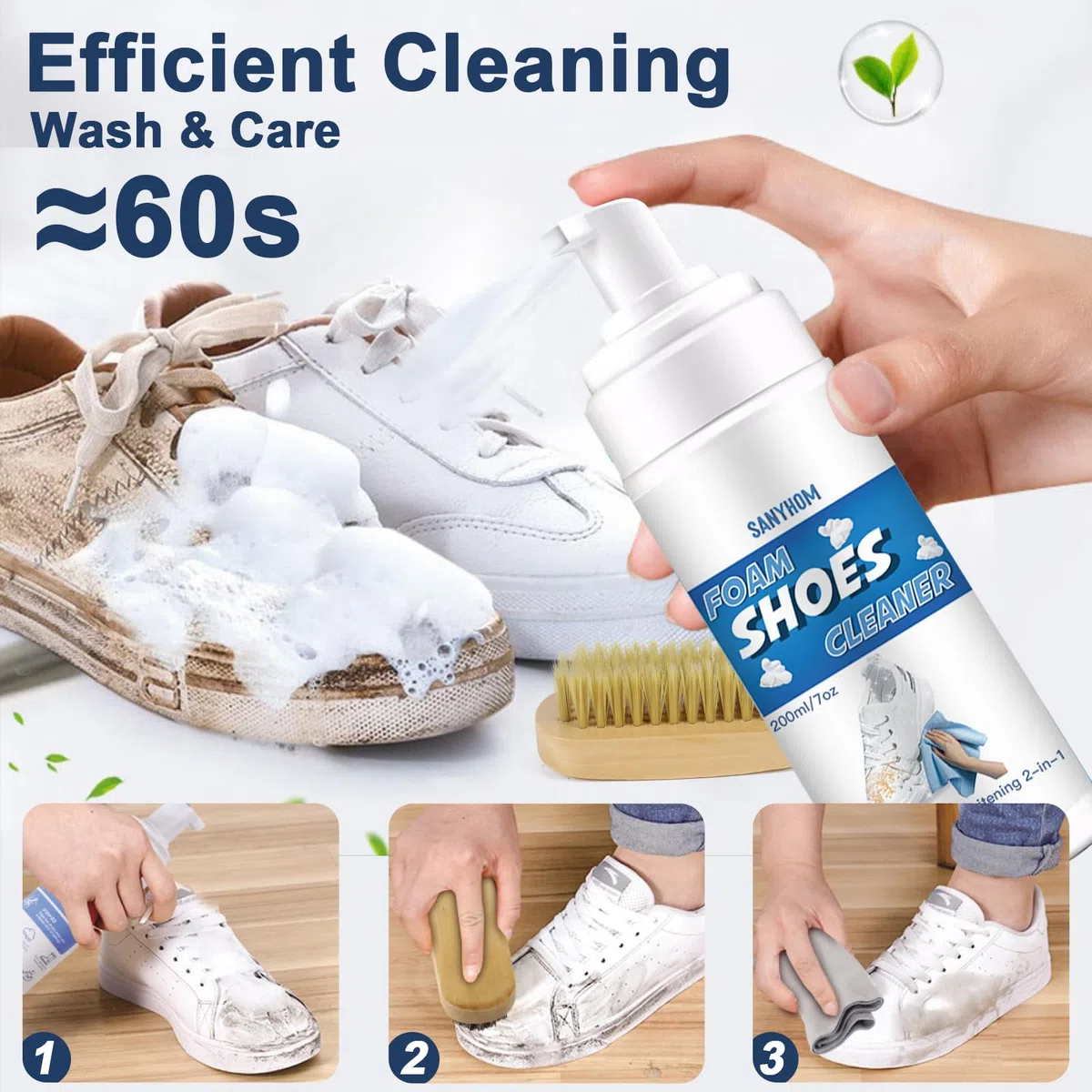 Kit de limpiador de zapatos, método de limpieza de secado rápido y fácil, fórmula suave, sin esfuerzo para tenis, lona, malla, plástico, golf, cuero, zapatos rosa y blanco, Blanco, Multiple