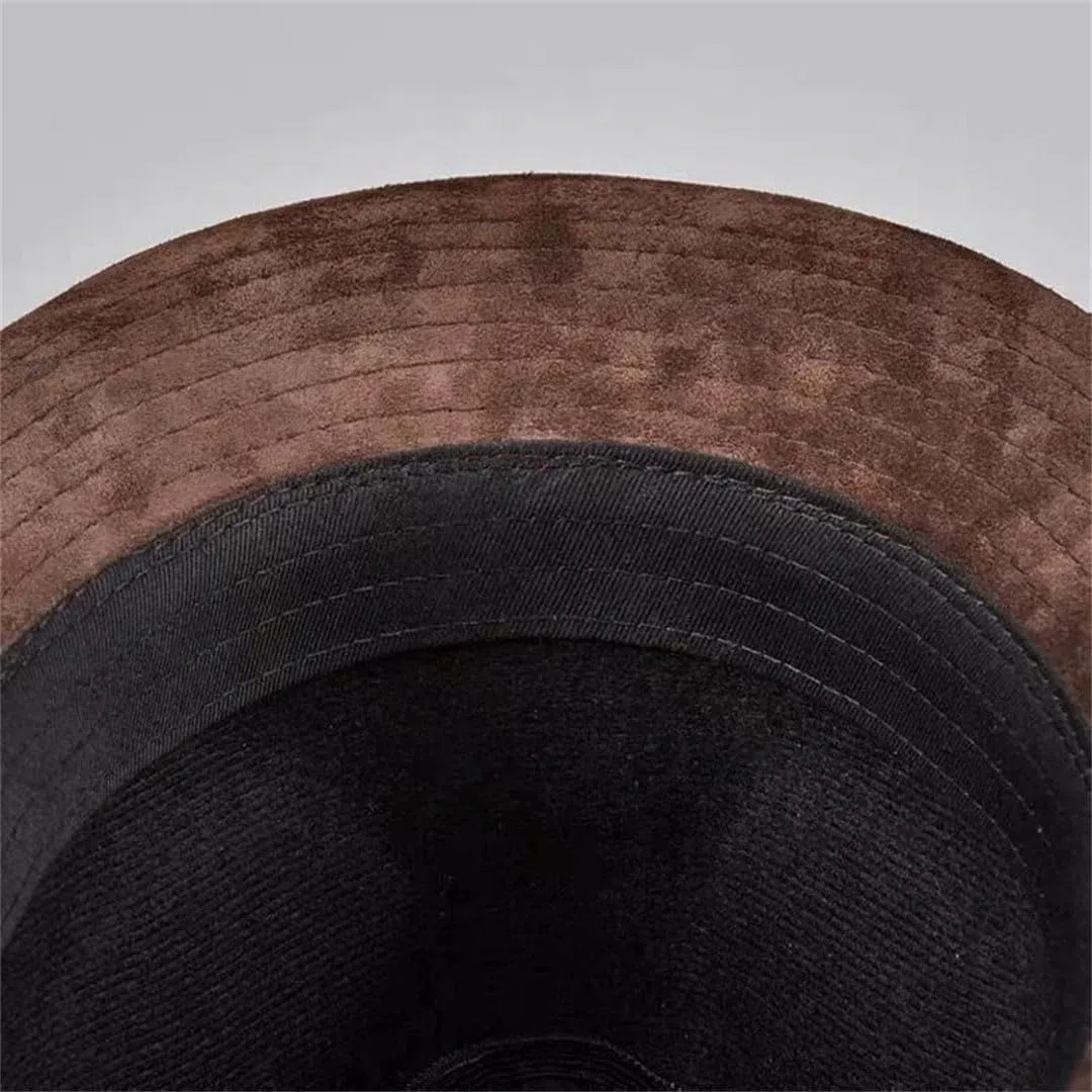 Sombreros de invierno para hombre, de piel auténtica, para hombres y mujeres, estilo británico, de ala ancha