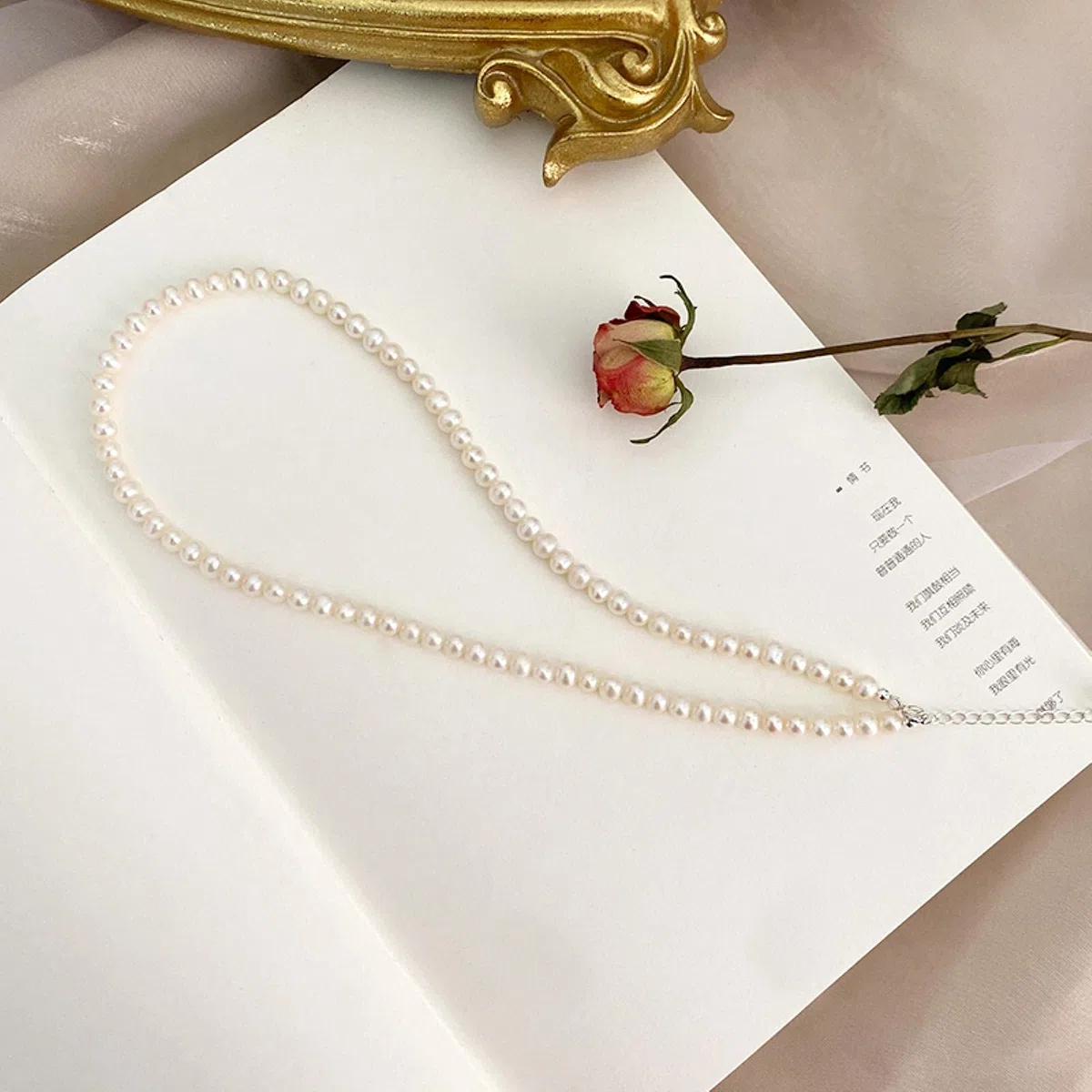 LOKILOKI Collar De Perlas De Agua Dulce Natural 925 Cadena De Plata Esterlina Joyería De Moda para Mujeres