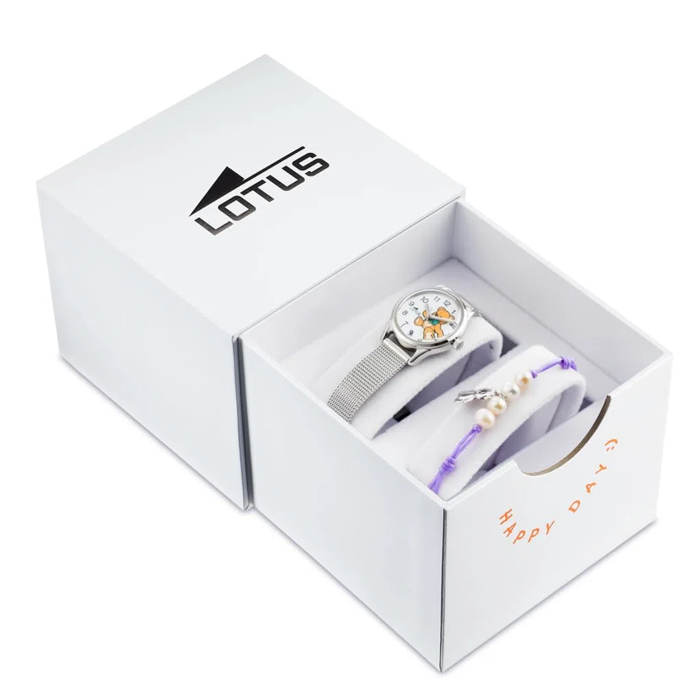 LOTUS Reloj Niña Analógico de Acero Inoxidable 316l Plateado | Movimiento de Cuarzo, Reloj Infantil, Cristal de Alta Resistencia 18571/J, con Pulsera de Regalo, Junior Collection