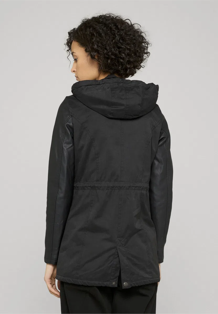 Urban Classics Parka Mujer Sherpa Forrada de Algodón Mujer Chaqueta de Invierno Negro