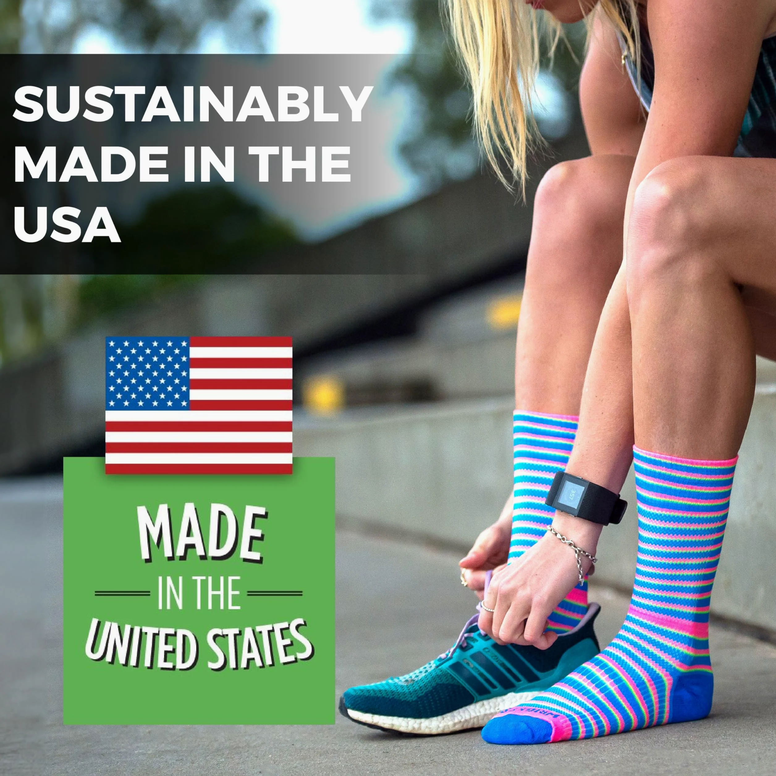Wrightsock CoolMesh II Crew - Calcetines de correr para hombre y mujer, ecológicos, antiampollas, fabricados en Estados Unidos