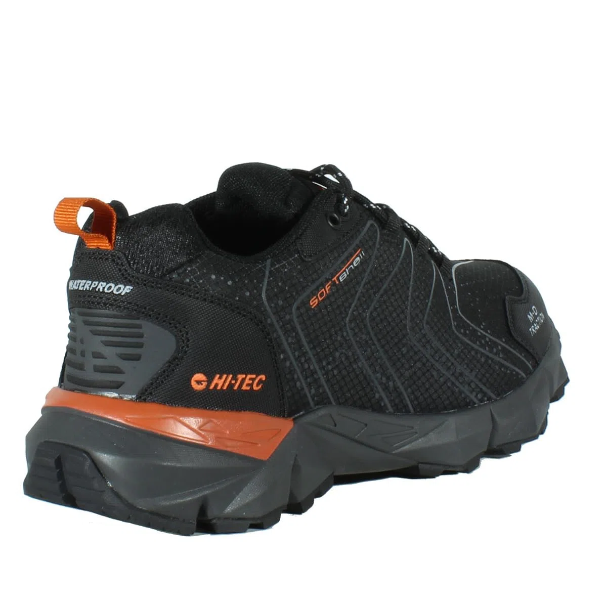 HI-TEC - Zapatillas Trekking Hombre Kinyeti WP | Zapatillas Montaña Hombre, Senderismo | Pies Secos con Membrana Impermeable, Tracción Óptima, Cómodas | Black/Orange Rust, 44