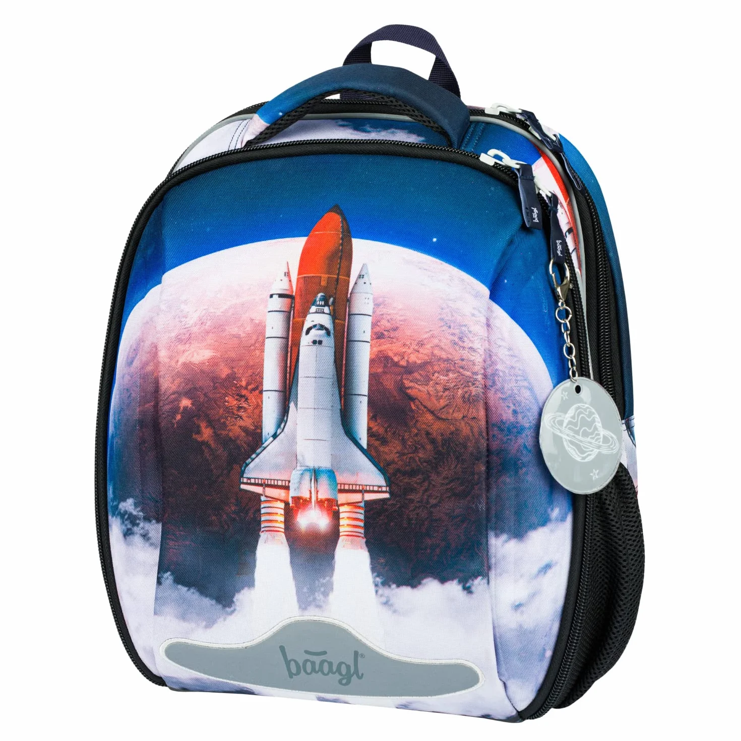 Baagl Shelly - Juego de 3 mochilas escolares para niños a partir de 1ª clase, mochila ergonómica para escuela primaria con correa para el pecho, Space Shuttle, Juego de mochila escolar