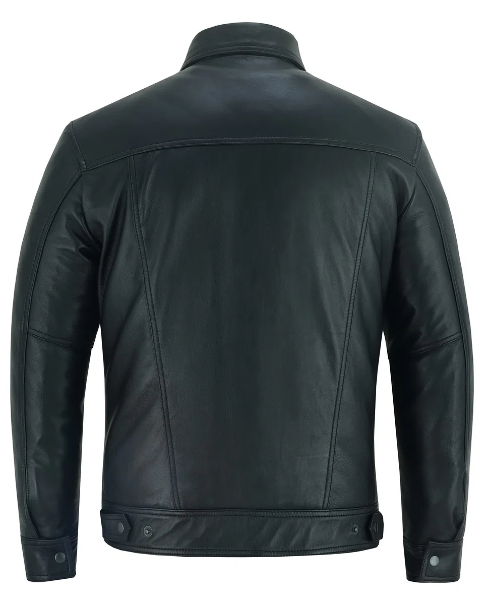 Texpeed Camiseta de moda motera par ahombre - Chaqueta de cuero de tacto suave - Estilo motero - Negro