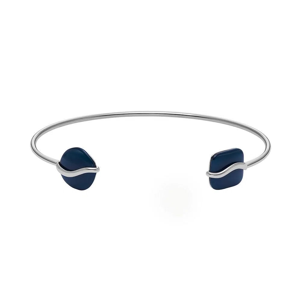 Skagen Pulsera brazalete de acero inoxidable y semipreciosas con puño para mujer