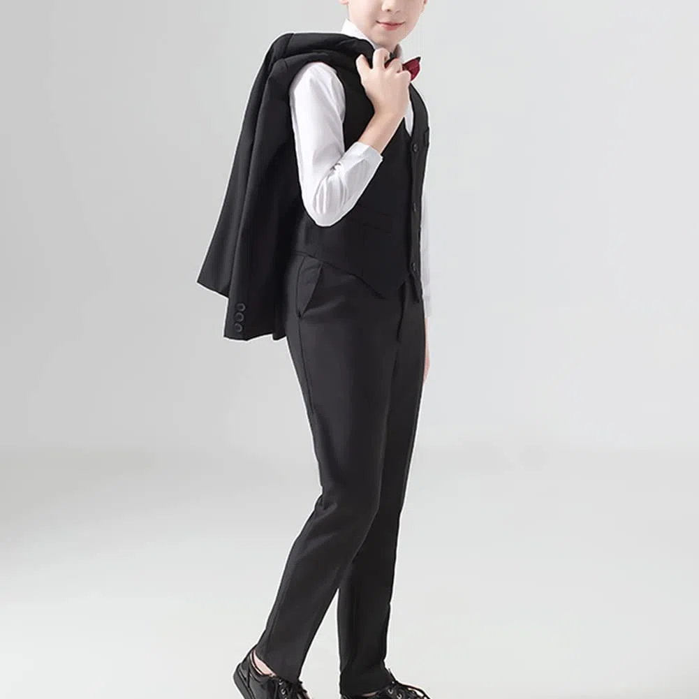 Conjunto de Caballero para Bebés Niños Traje de Bautizo para Primavera Otoño,Trajes de Boda Niño,Conjunto de Traje de 5 Piezas para Niños, Blazer + Chaleco + Camisa + Pantalón + Pajarita