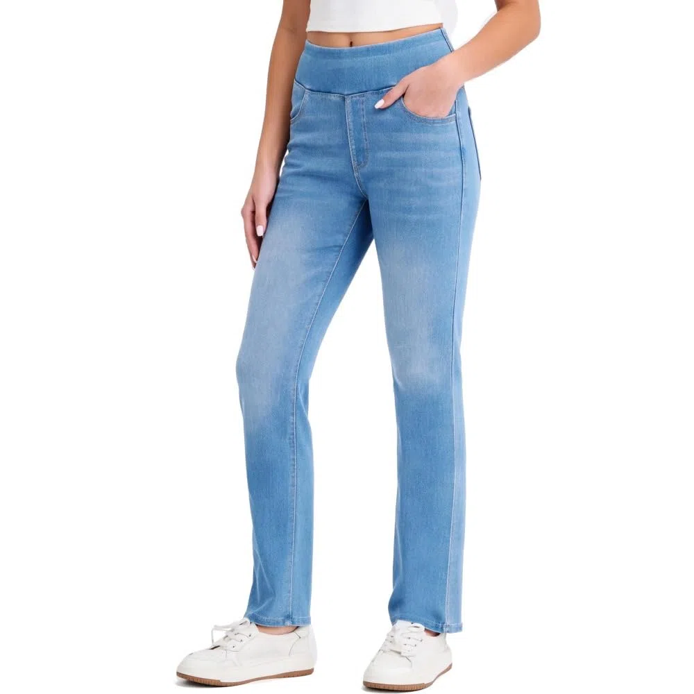 Jeans Mujer Stretch de Tiro Alto Corte Bootcut Lavado Denim Pantalones Casual Efecto Moldeador con Bolsillos Ajuste Recto y Cómodo mujeres/B/L