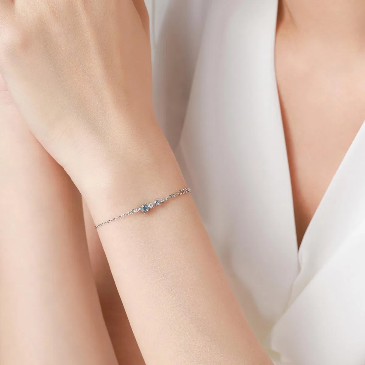 Pulseras de plata de ley 925 con circonita cúbica, 2 capas ajustables para mujer, adecuadas para cumpleaños