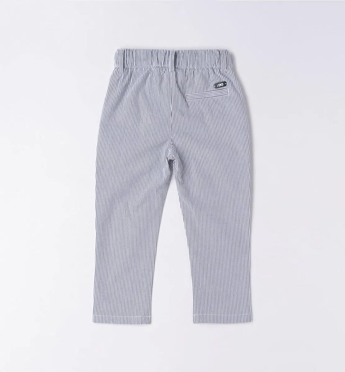 IDO Conjunto de bautizo ceremonia para recién nacido 12 meses - 74 cm con chaleco camisa y pantalón blanco a rayas azules, Color blanco., 12 meses