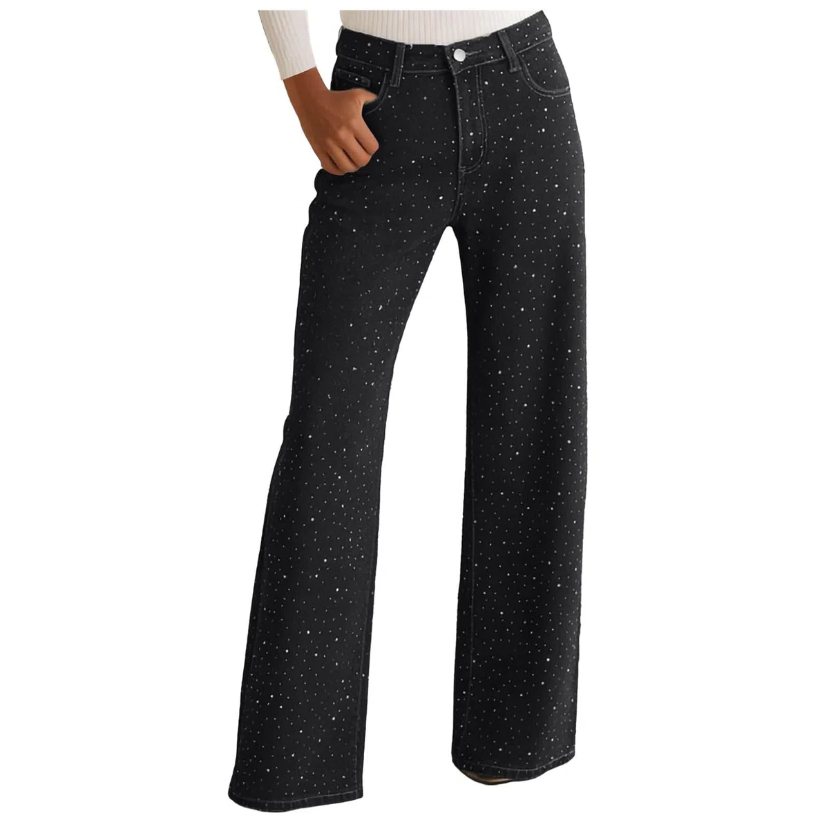 Baggy Jeans Mujer Vaquerosmujer Verano Anchos Elasticos Vaqueros con Bolsillo Pierna Recta Cintura Alta Pantalon Vaquerorectos Pantalone para Mujer Pantalon Vaquero
