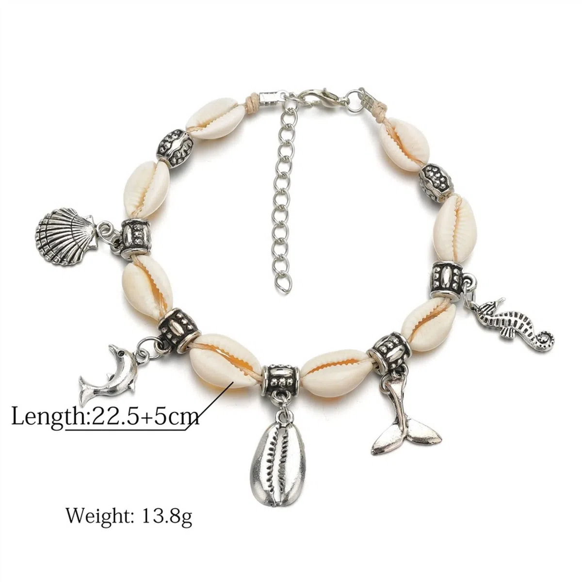 Pulseras De Tobillo con Colgante De Concha De Delfín Vintage Creativo, Tobilleras Ajustables para Mujer Tobilleras para Mujer,