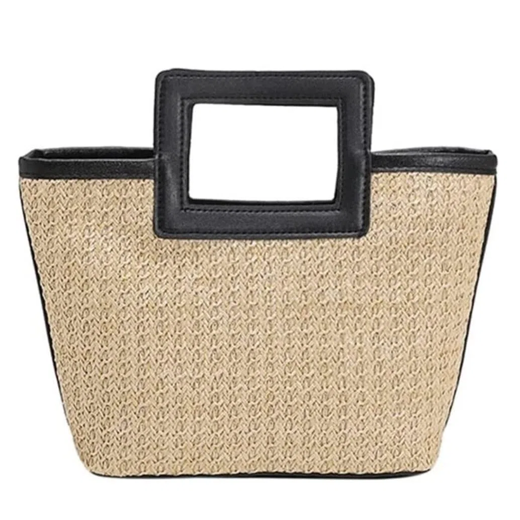 Bolso de Paja Bolso De Hombro Verano Tejido Hecho A Mano para Mujer, para Vacaciones, Playa, Compras Mujer