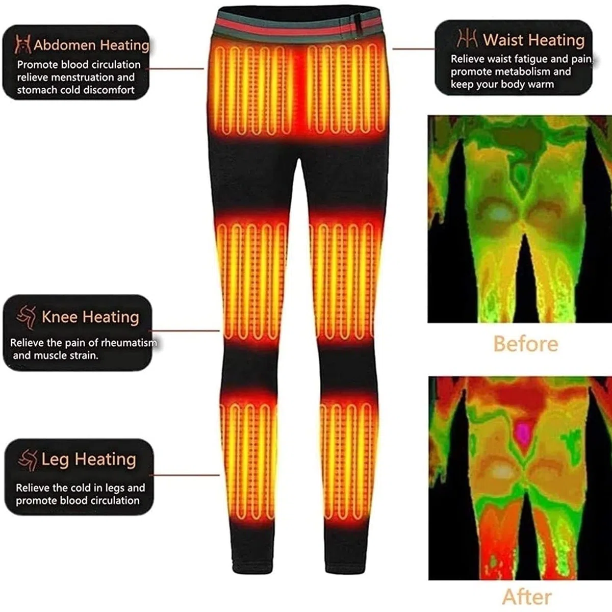 Ropa Interior térmica de Invierno para Hombre, Leggings con Forro Polar USB, Pantalones eléctricos para Senderismo y Acampada.