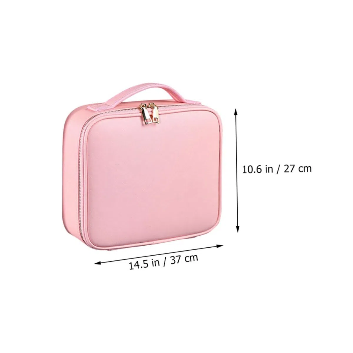 Neceser Maquillaje Mediano con Compartimentos Ajustables Bolsa Cosméticos Viaje Portátil para Mujer Rosa PU