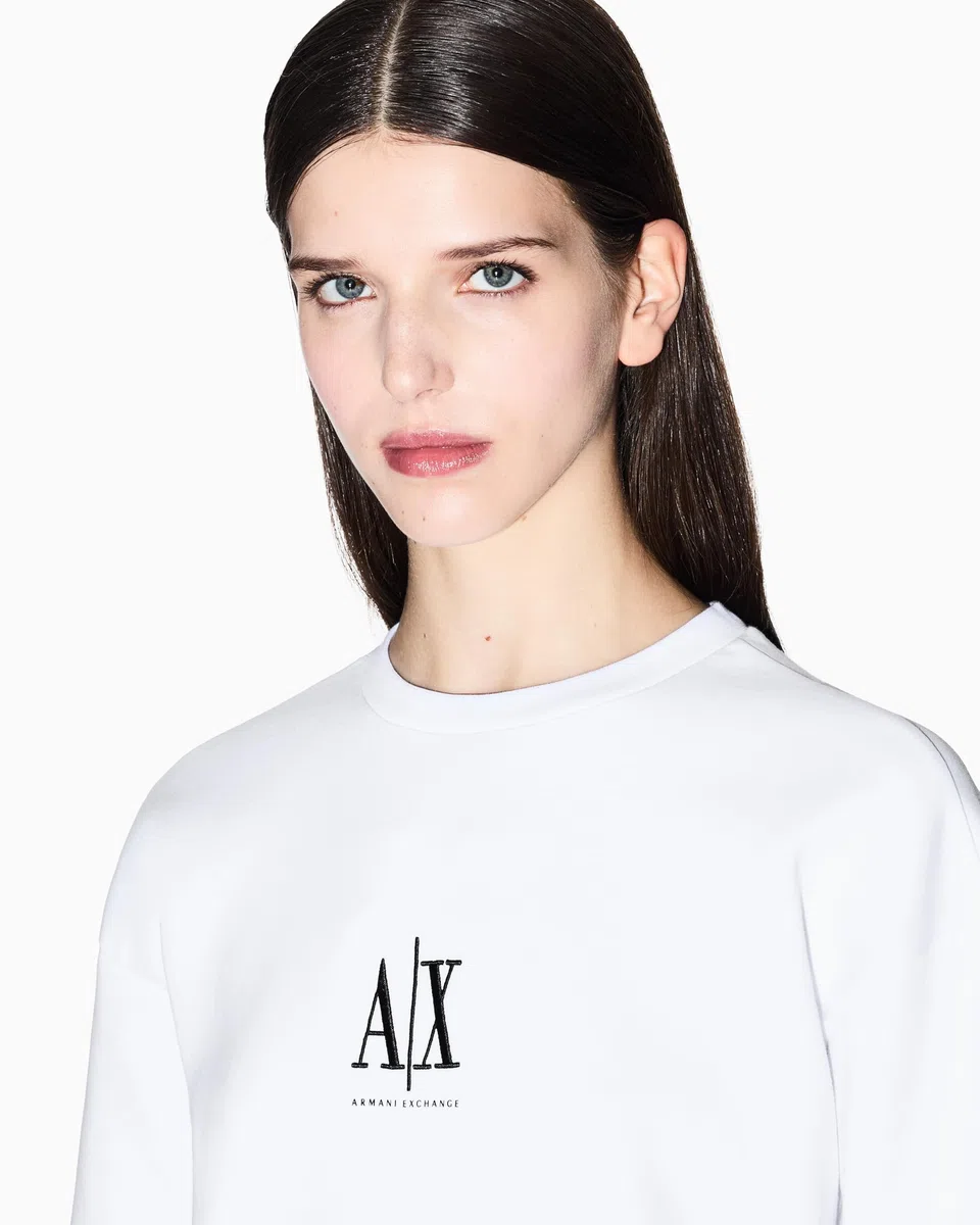 Armani Exchange Icon Project, Embroidered Logo, Crewneck Sudadera Mujer (Pack de 1)