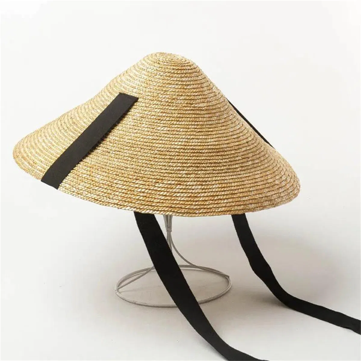 Sombrero de verano para mujer y hombre, sombrero de paja para el sol, ala grande, negro, banda cóncava, gorra de playa