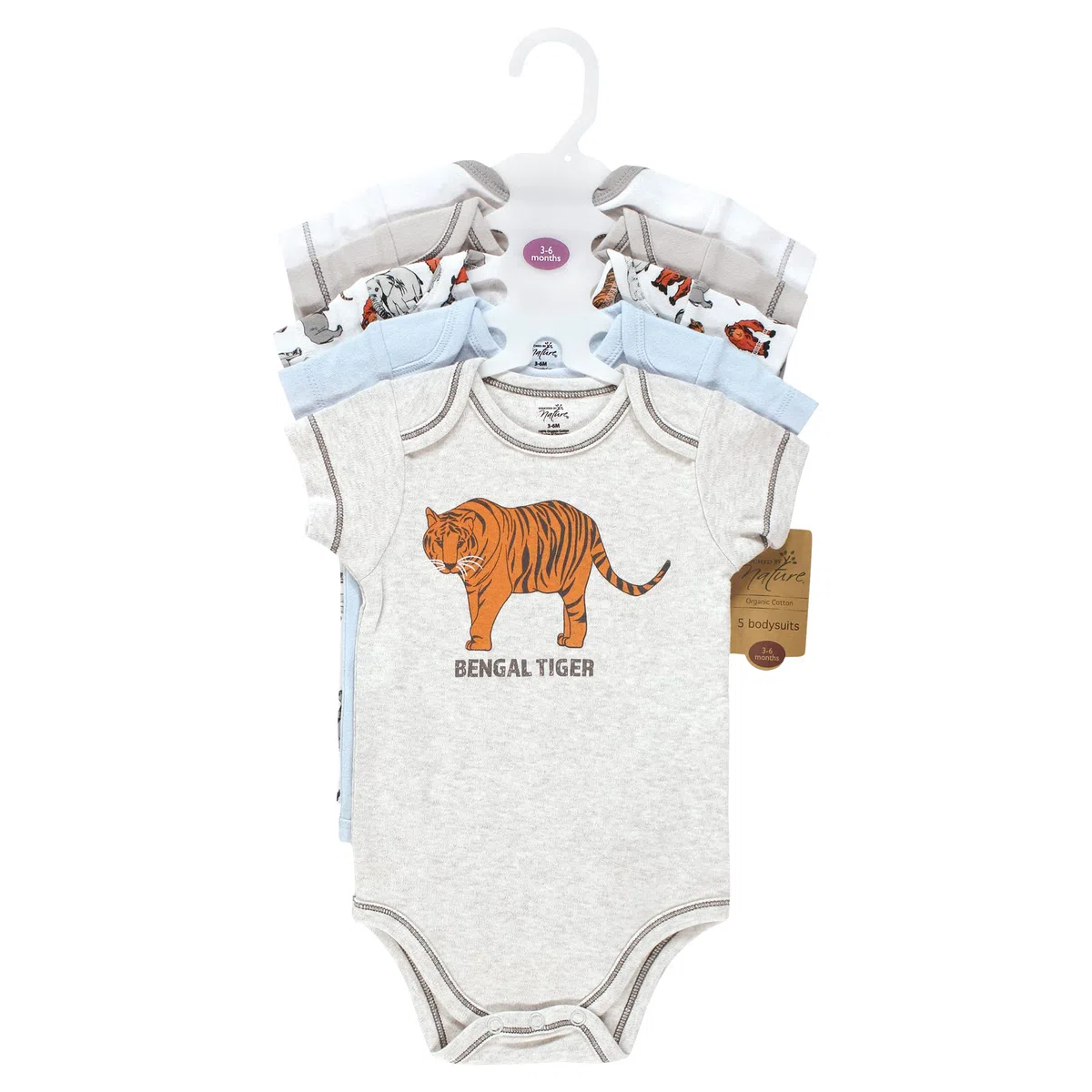 Touched by Nature Organic Cotton Bodysuits Touched by Nature - Body unisex para bebé, algodón orgánico, animales marinos en peligro de extinción, 3-6 meses, para niña