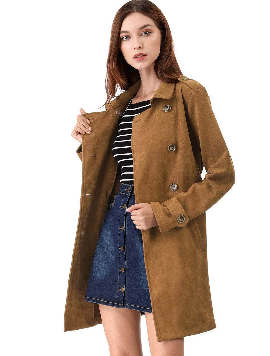 Allegra K Suede Coat Abrigo de gamuza Mujer