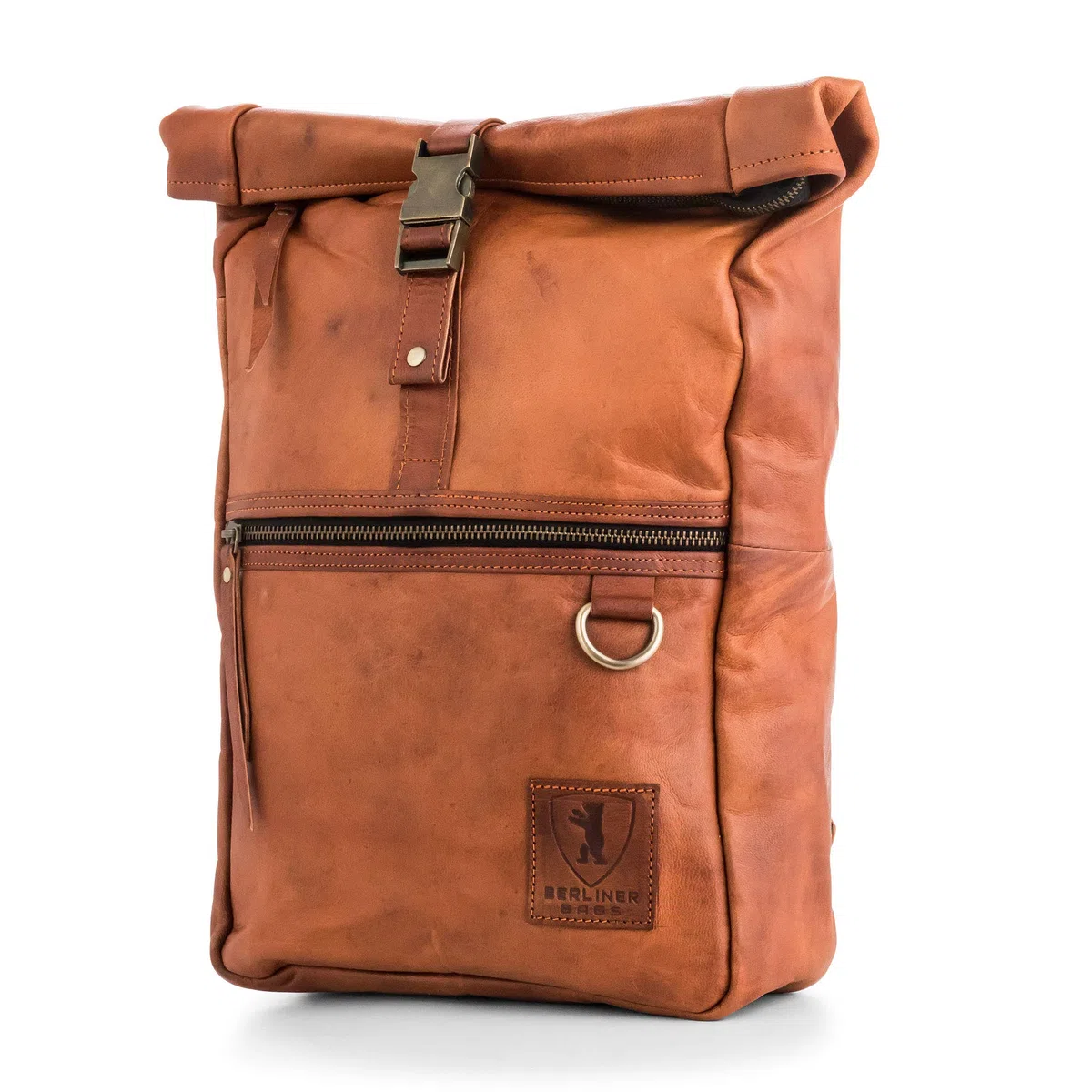 Berliner Bags Utrecht Mochila de Piel Auténtica con Compartimento para Portátil y Diseño para Ciclistas, para Hombre y Mujer