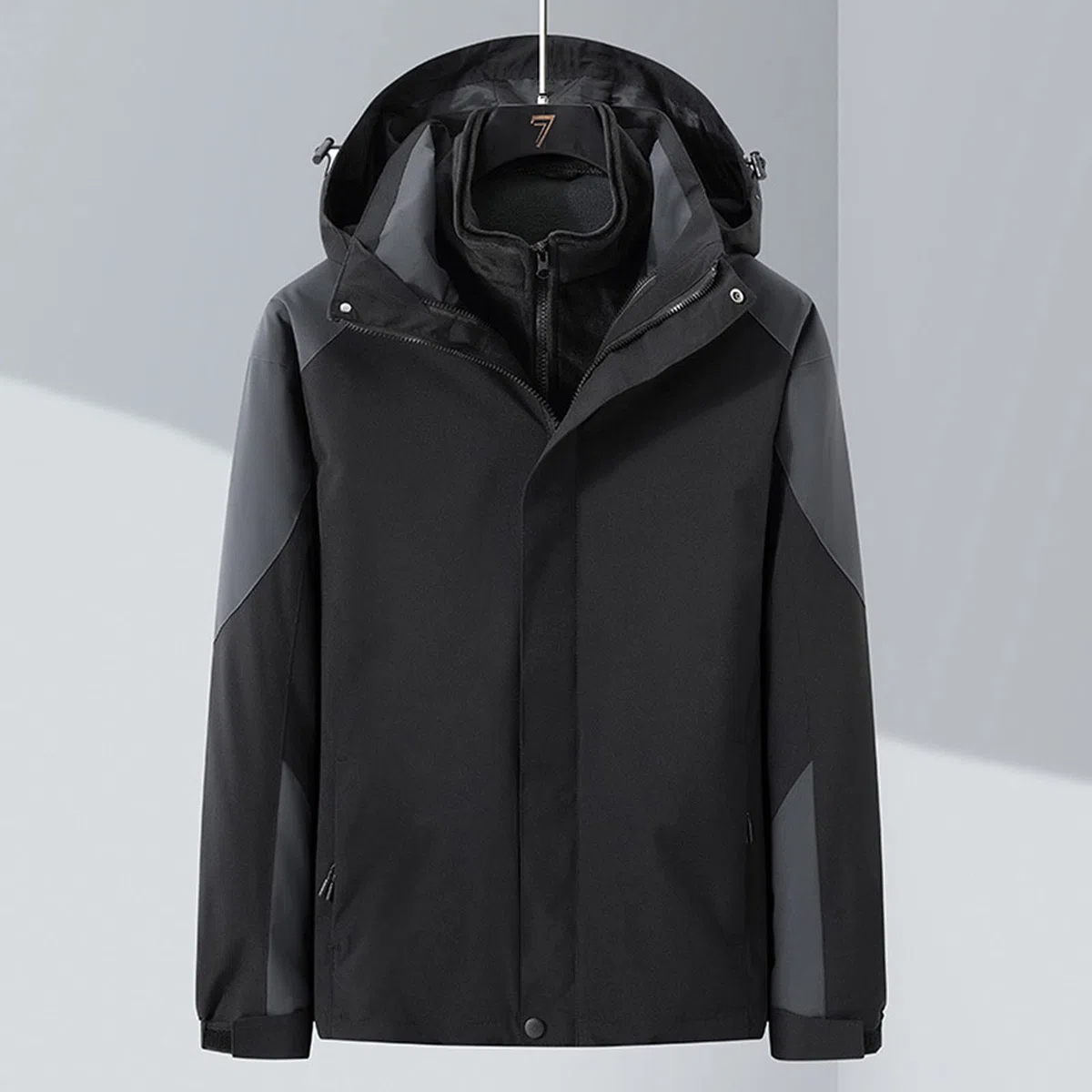 Chubasquero para hombre con forro impermeable, chaqueta de lluvia para hombre, negro, impermeable, chaqueta de entretiempo con capucha, chaqueta de senderismo, deportiva, chaqueta softshell, elegante