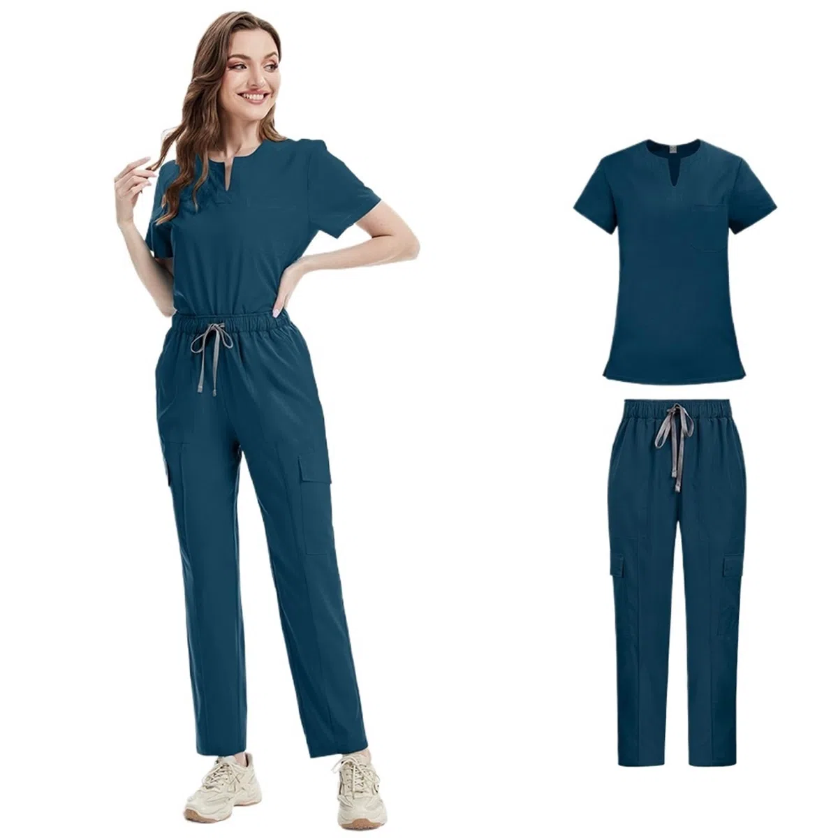 Uniformes médicos Bata Uniforme Mujer artículos de enfermería Accesorios Enfermeras clínica Traje médico salón Belleza SPA para AtencióN MéDica, SalóN De Belleza(Gold,L)