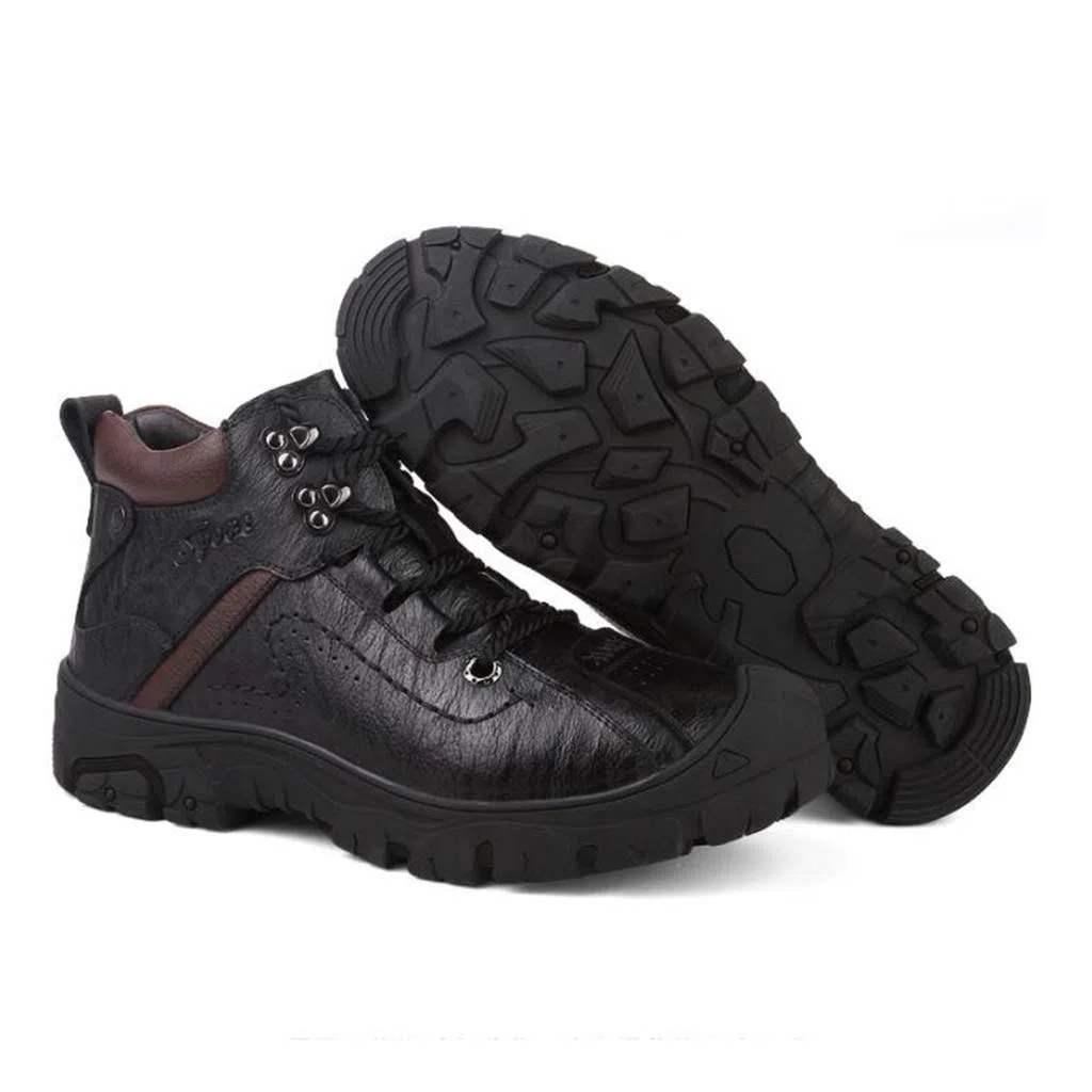 Mens Boots Montañismo,Otoño Invierno Ocio botines bajos ciudad al aire libre fuera de la carretera de la nieve Botas,Black- 42/UK 8/US 8.5