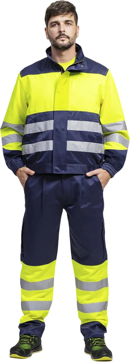WORKTEAM Cazadora Antiestática y Contra Productos Químicos, Alta Visibilidad Clase 1 EN ISO 20471, Cintas Reflectantes, Cremallera Metálica y Puños Elásticos Unisex
