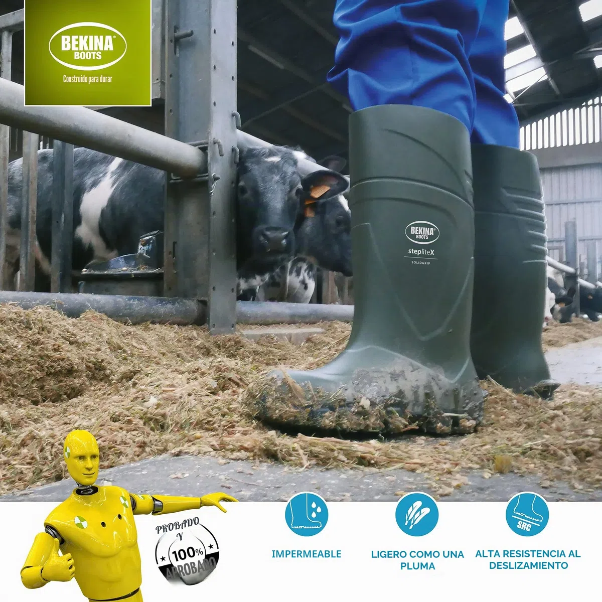 Botas de Seguridad y de Trabajo para Hombres y Mujeres Incl. Puntera de Acero, para Uso agrícola, garantizan una excelente adherencia, protección Aislante -30 Grados, Verde, EU 42