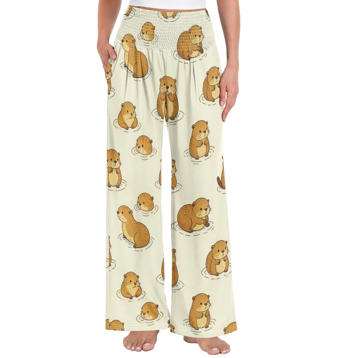 Otter Ray - Pantalones largos casuales para mujer, ligeros, elásticos, ropa de descanso