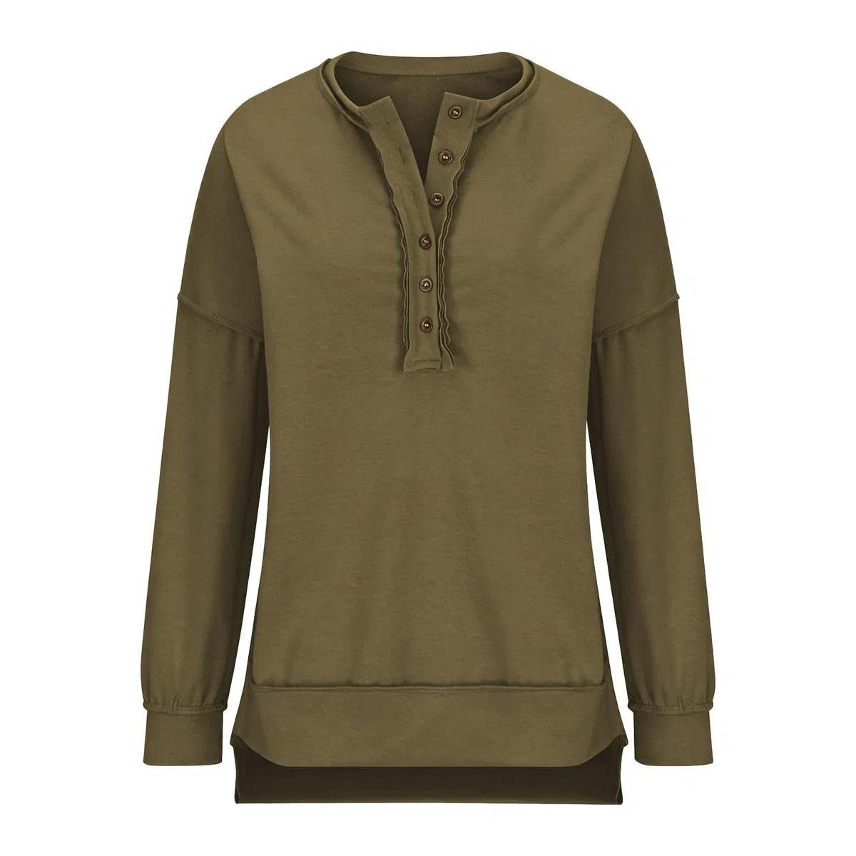 Sudadera con Capucha de Manga Larga, Corte Holgado, Color Liso, Cuello y Cierre de Botones para Mujer, Bolsillos Laterales, cómoda para el día a día y el Fin de Semana, única