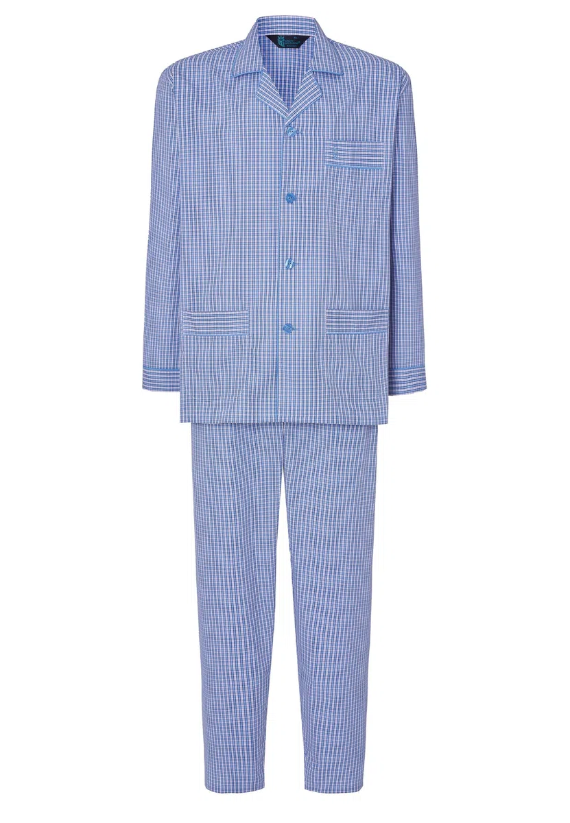 El Búho Nocturno Pijama Hombre 100% Algodón Tela Clásico Dos Piezas - Manga Larga Camisero Bolsillos Chaqueta Botones Apertura Frontal Transpirable Tallas Grandes